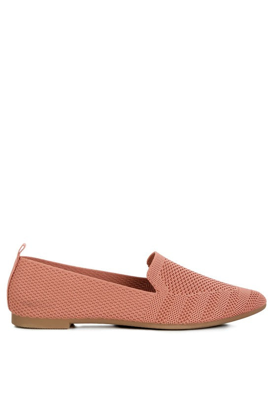 Akili Knit Textile Solid Flats in pink, sleek side profile design