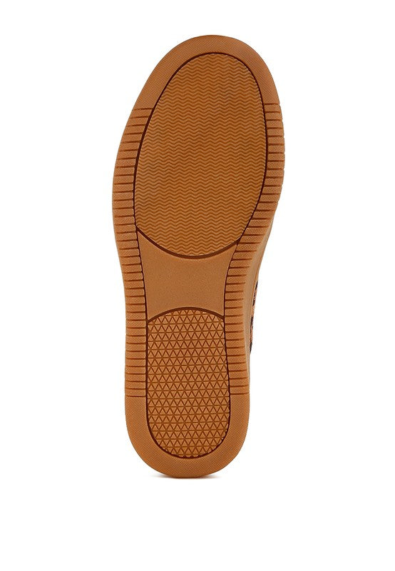 Outsole view of Prowler Leopard Chunky Sneakers with textured grip