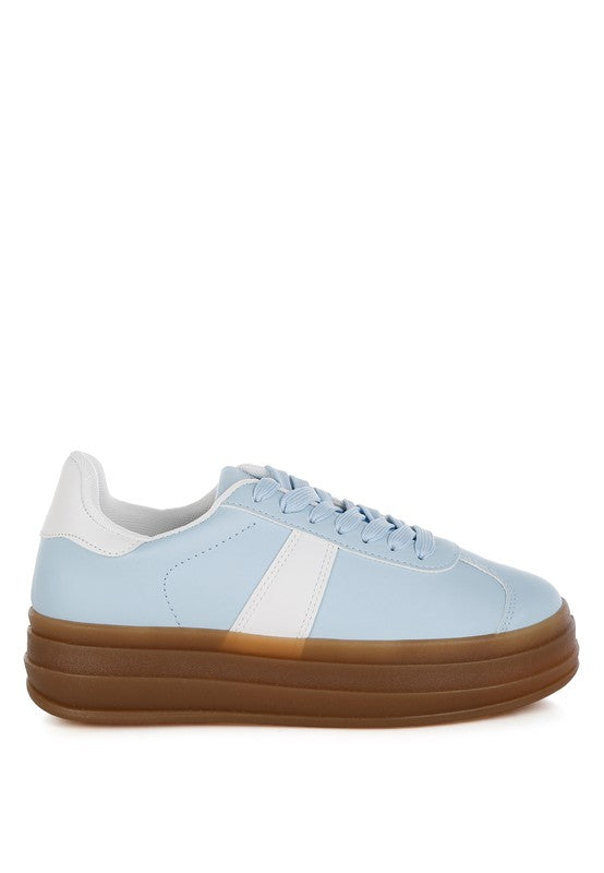 Lorene Knockout Sneakers - Chunky Flatform, Vegan Leather, Lace-Up