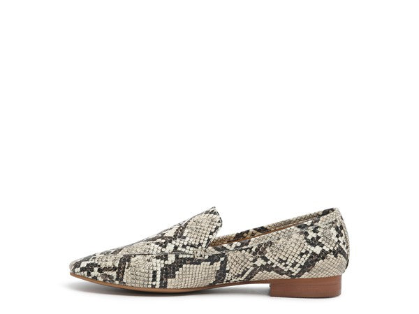 Inside side view of Julia Snakeskin Leather Pointed Loafers.
