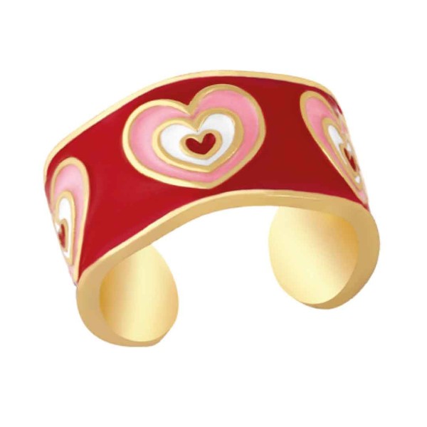 Priscilla Pop Hearts Ring - Adjustable, Enamel Heart Design, Gold Plated