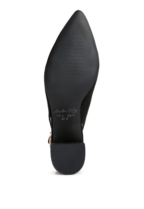 Top Job Slingback Sandals in black bottom view with textured rubber sole