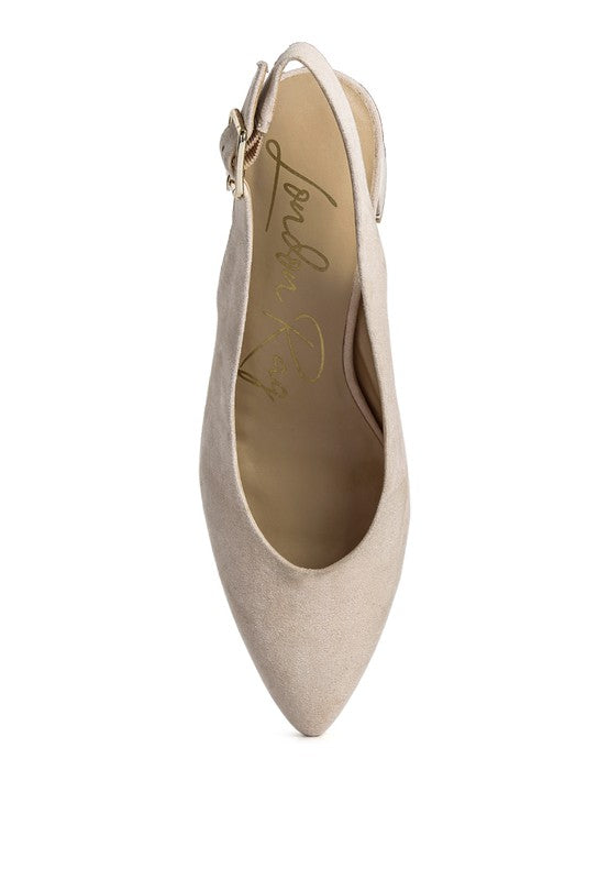 Top Job Slingback Sandals in beige top view showing pointed-toe silhouette