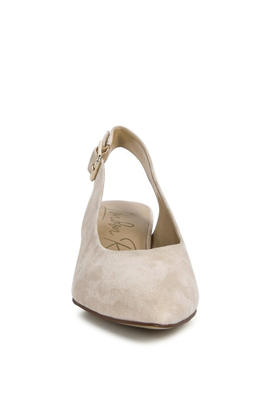 Top Job Slingback Sandals in beige front view highlighting suede finish