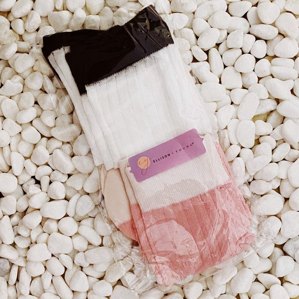 Selah Silky Jacquard Socks - 2-Pack, Pink & White, Lightweight, One Size
