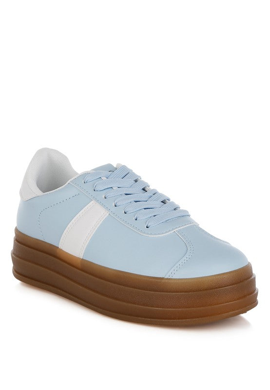 Lorene Knockout Sneakers - Chunky Flatform, Vegan Leather, Lace-Up