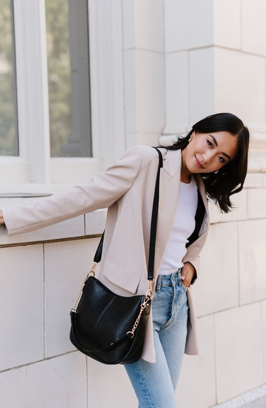 Marissa Crossbody Bag - Vegan Leather, Gold Hardware, Convertible Straps