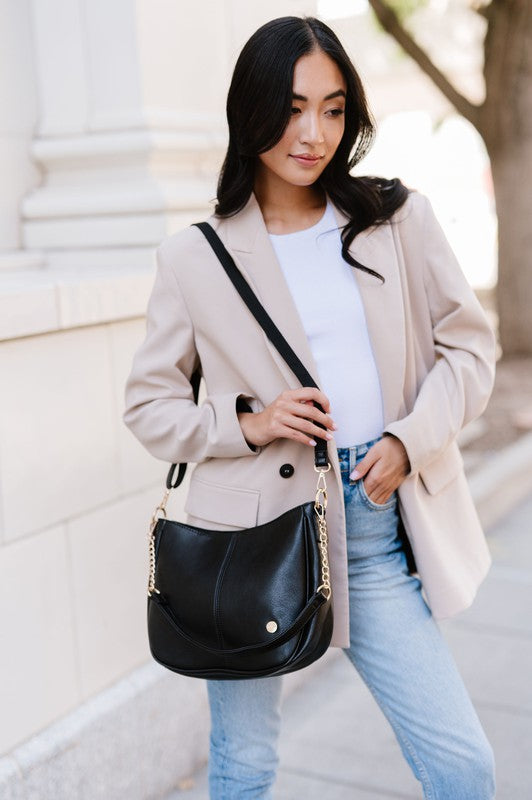 Marissa Crossbody Bag - Vegan Leather, Gold Hardware, Convertible Straps