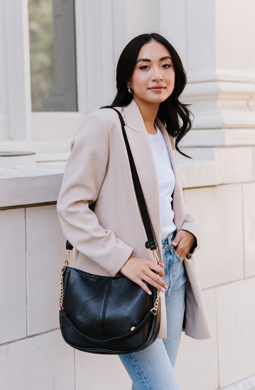 Marissa Crossbody Bag - Vegan Leather, Gold Hardware, Convertible Straps