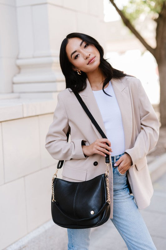 Marissa Crossbody Bag - Vegan Leather, Gold Hardware, Convertible Straps