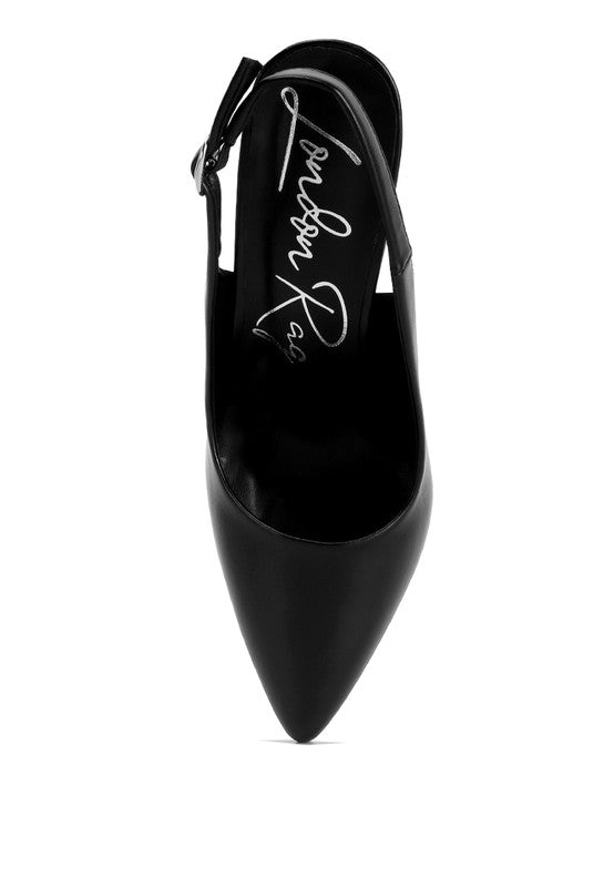 Top view of black Creidne Block Heel Sandals with cushioned insole