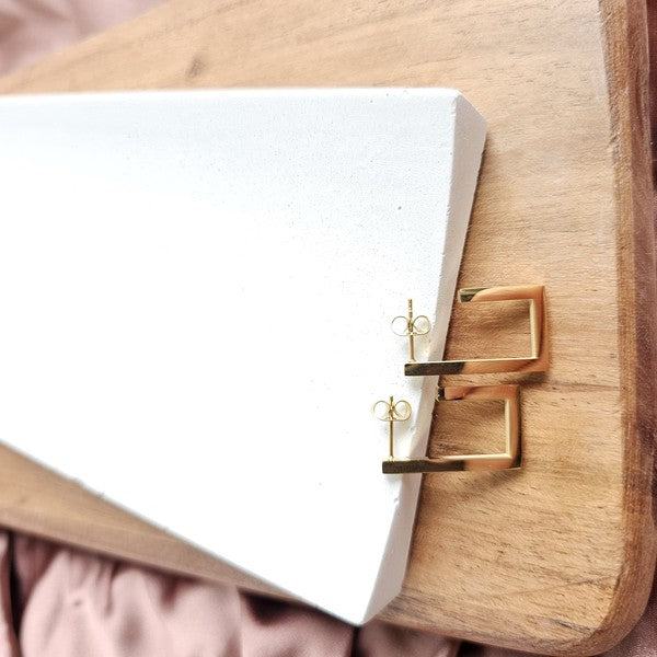 Goldi Luxe Gold Square Hoops – 18K Gold Plated, Unique Design