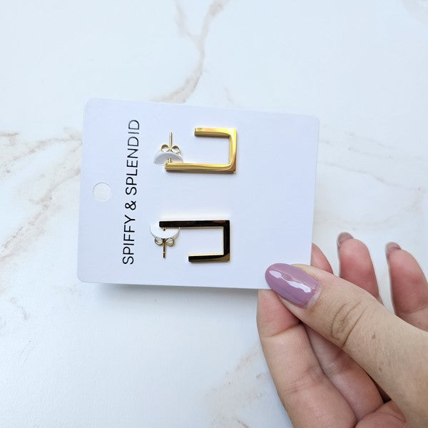 Goldi Luxe Gold Square Hoops – 18K Gold Plated, Unique Design