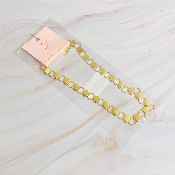 Maria Circle Link Chain Necklace - 18K Gold-Plated, Adjustable, Modern Design