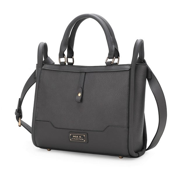 Charcoal Melody Vegan Leather Tote with gold-tone accents and top handle.
