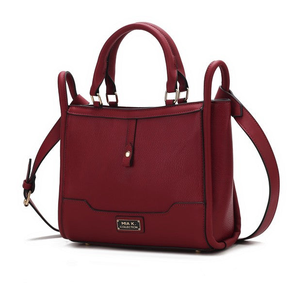 Red Melody Vegan Leather Tote with zip closure and adjustable crossbody strap.