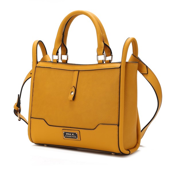 Yellow Melody Vegan Leather Tote with zip closure and reinforced stitching.