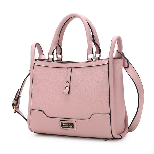 Pink Melody Vegan Leather Tote with gold-tone accents and top handles.