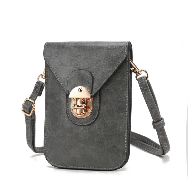 Charcoal MKF Havana vegan leather phone crossbody bag.