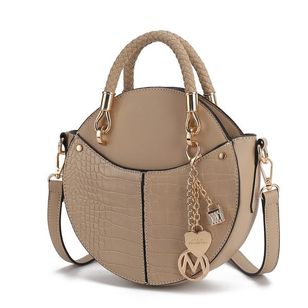 Taupe Nobella Croco Crossbody MKF Collection by Mia K. with sleek, compact shape.