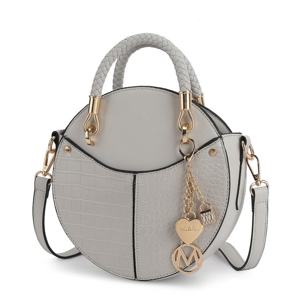 Gray Nobella Croco Crossbody MKF Collection by Mia K. with silver-tone hardware.