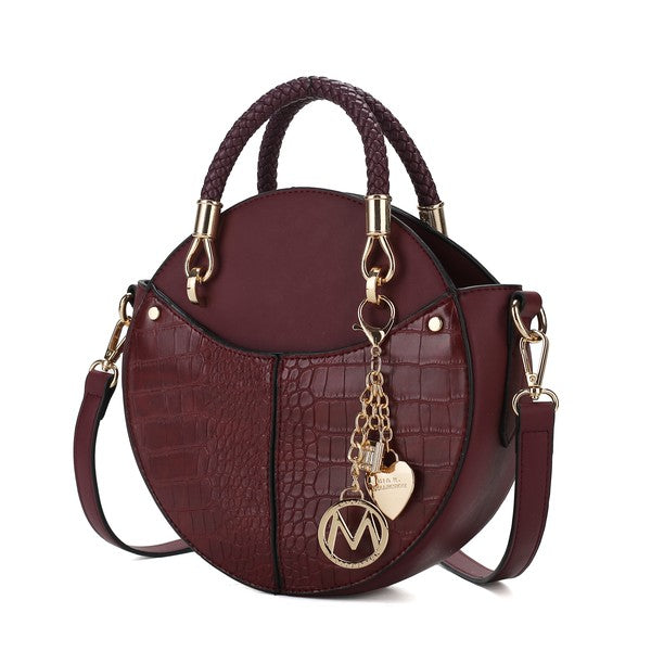 Wine Nobella Croco Crossbody MKF Collection by Mia K. with adjustable crossbody strap.
