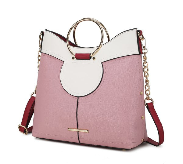 Blush Kylie satchel with top handle and gold-tone hardware.
