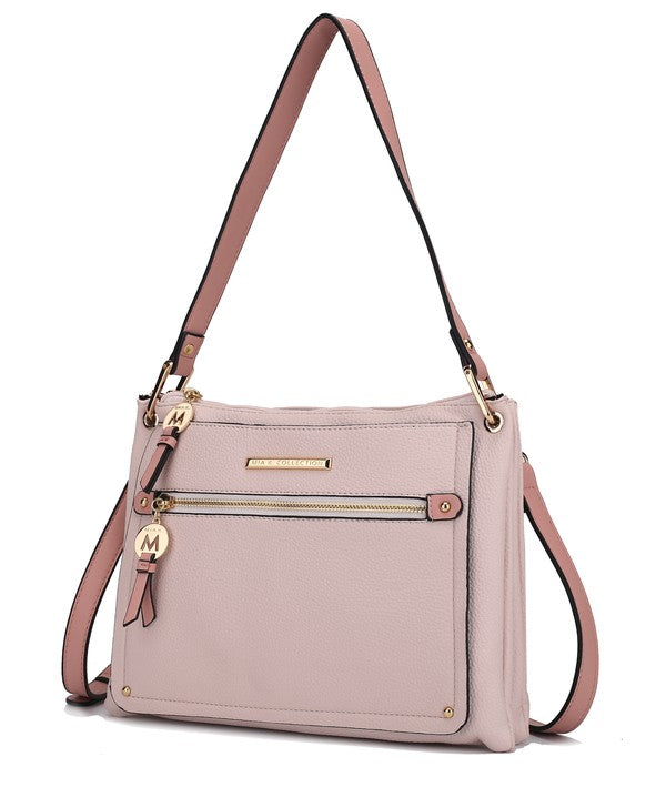 Blush/Mauve Aliyah shoulder bag front view with gold-tone hardware.
