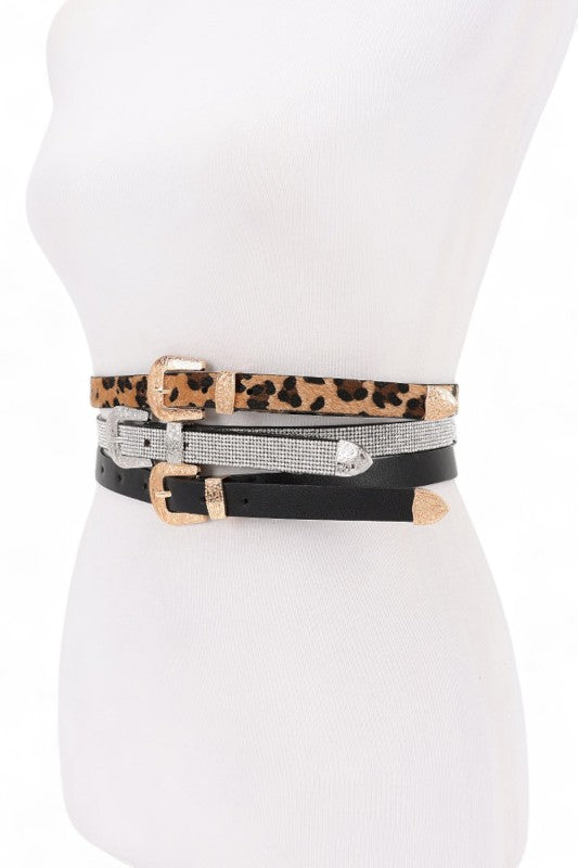 Side view of Bahari Belt Set showing slim 0.75-inch width and sleek finish.
