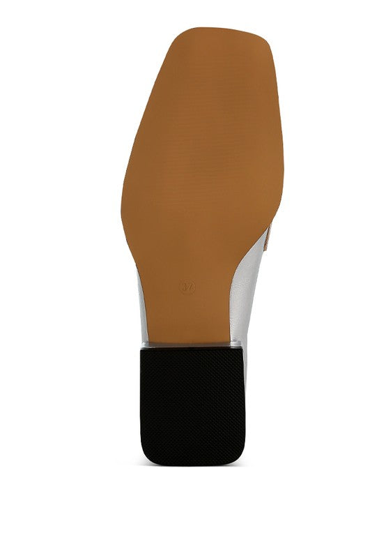 Jovana Metallic Penny Loafers - Vegan Leather, Square Toe