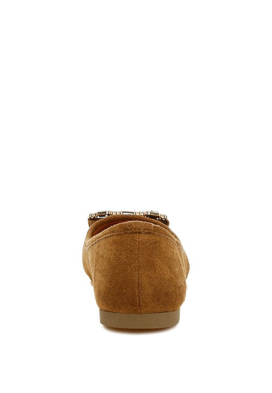 Prajik Tan Ballerinas back view highlighting sleek flat heel