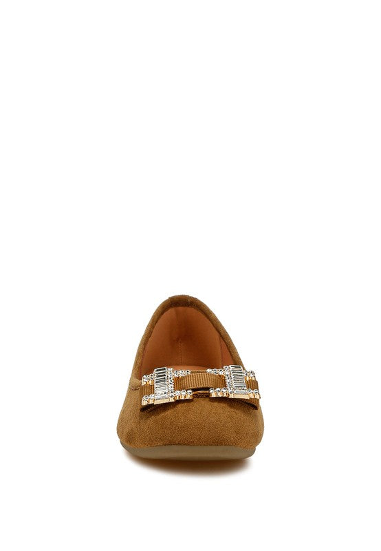Prajik Tan Ballerinas front view with rhinestone embellishment