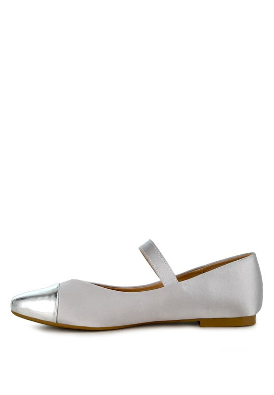 Silver Albi Mary Jane Flats medial side profile