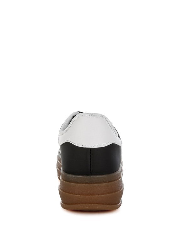 Lorene Knockout Sneakers - Chunky Flatform, Vegan Leather, Lace-Up