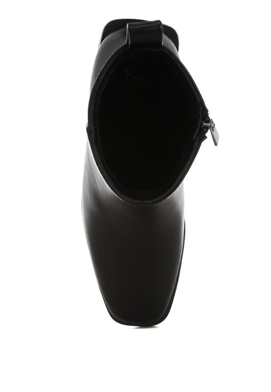Top view of Black Muskox Square Toe Boots showing square toe shape and minimalist design.