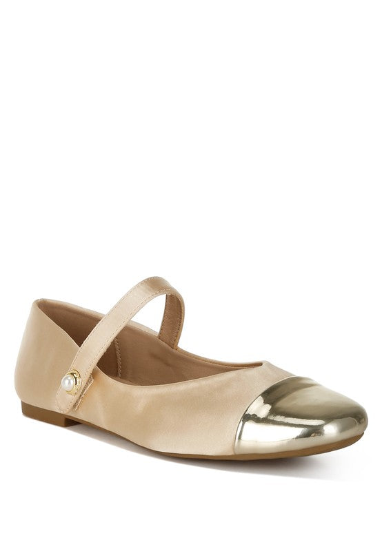 Gold Albi Mary Jane Flats front angle view