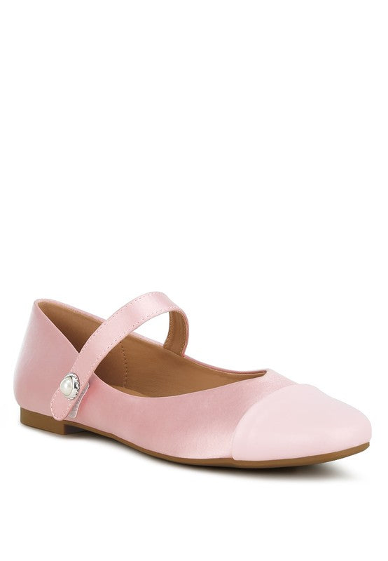 Pink Albi Mary Jane Flats front angle view