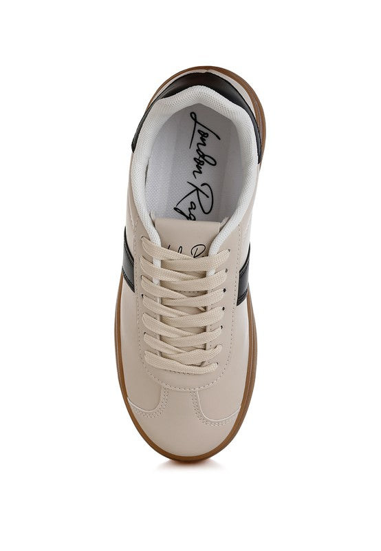 Lorene Knockout Sneakers - Chunky Flatform, Vegan Leather, Lace-Up