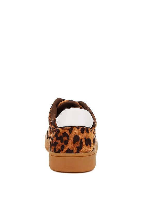 Rear view of Prowler Leopard Chunky Sneakers with cushioned collar