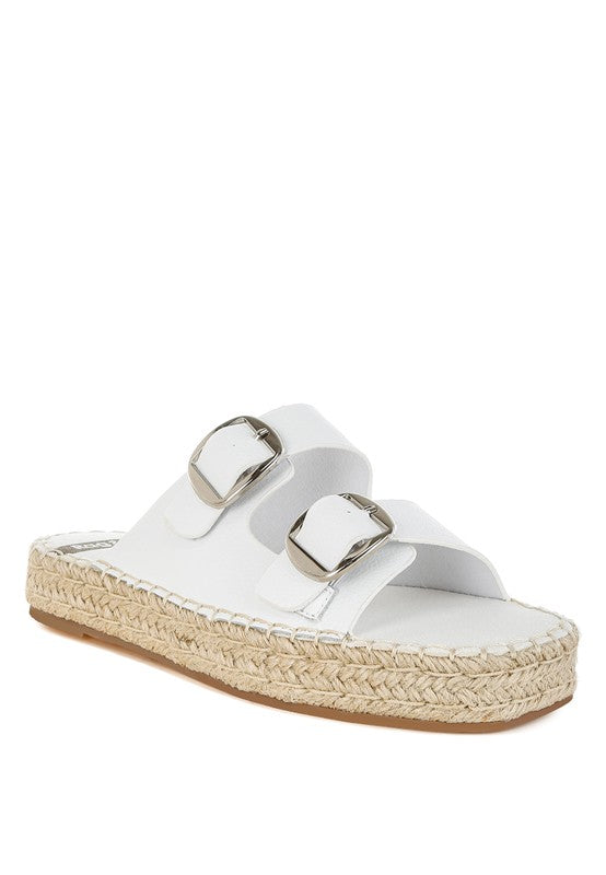 White leather espadrilles with square toe and 1-inch flatform heel – stylish and versatile summer footwear.