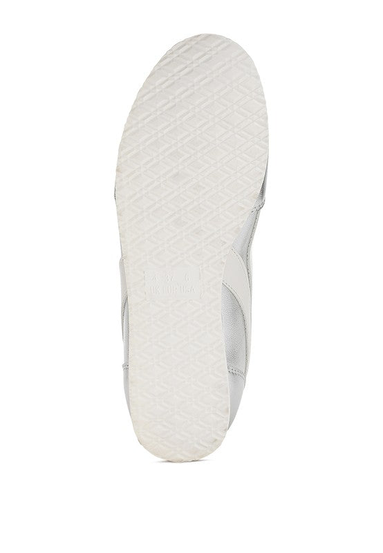 Montek Silver Metallic Sneakers - Vegan Leather, Cushioned Insole, Lace-Up