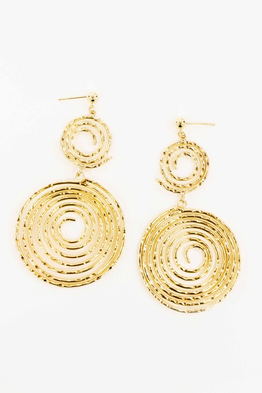 Navi Swirl Drop Earrings gold-toned spiral flat lay