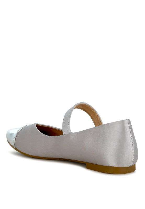 Silver Albi Mary Jane Flats back angle view