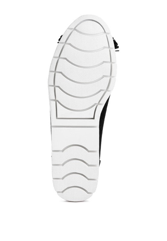 Bottom view of Pacer vegan leather ballerina flat showing the textured TPR sole for grip and durability.