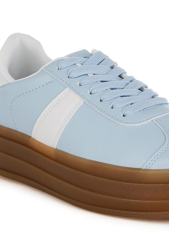 Lorene Knockout Sneakers - Chunky Flatform, Vegan Leather, Lace-Up