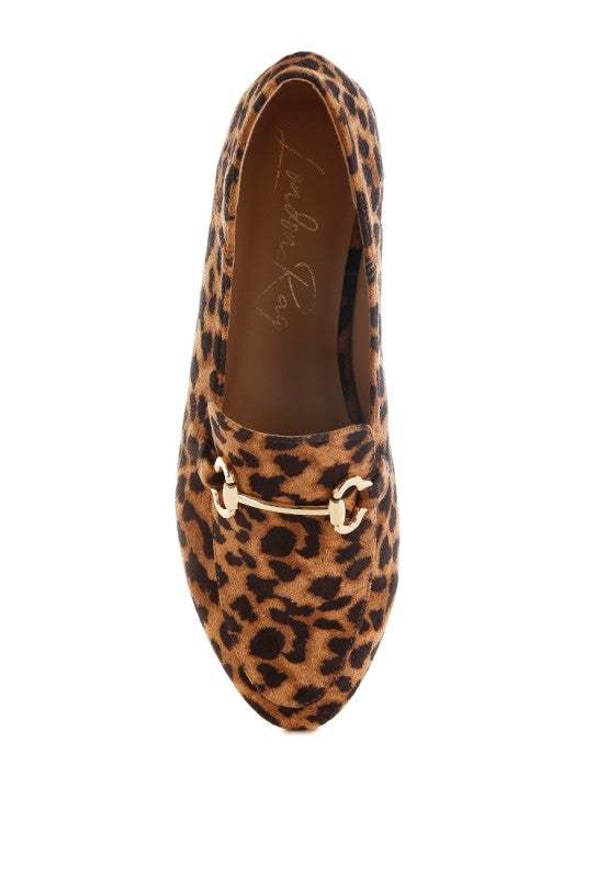 Top view of Noltas Leopard Print Loafers showing cushioned insole and microfiber finish.