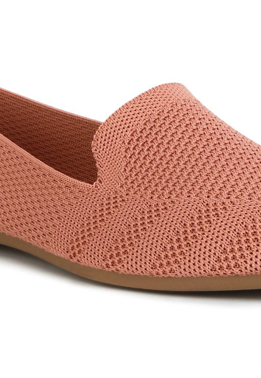 Akili Knit Textile Solid Flats pink close-up showing textured knit detail