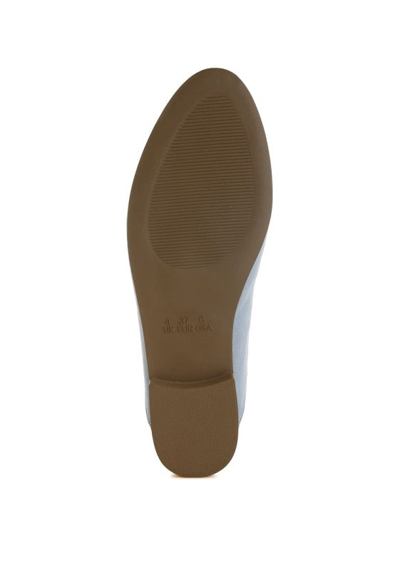 Bottom view of Light Blue Noltas Flat Loafers with textured sole for traction.