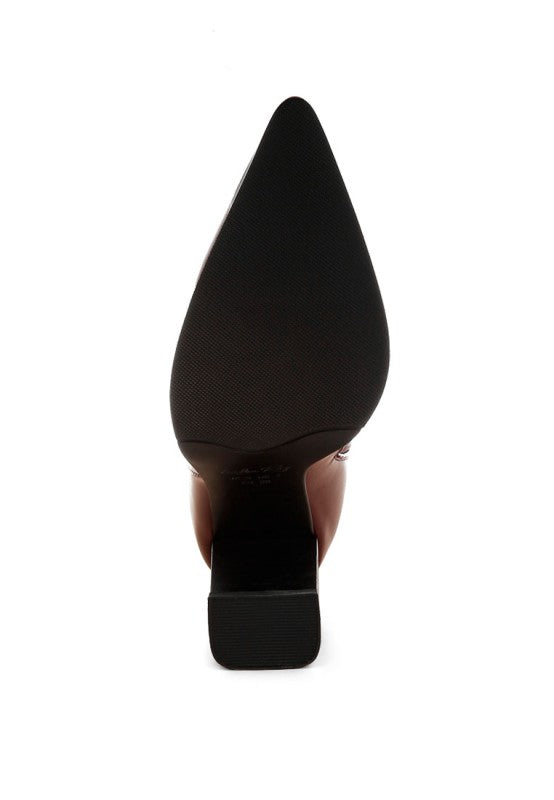 Bottom view of Burgundy Hatter Pointed Toe Boots showing textured rubber outsole
