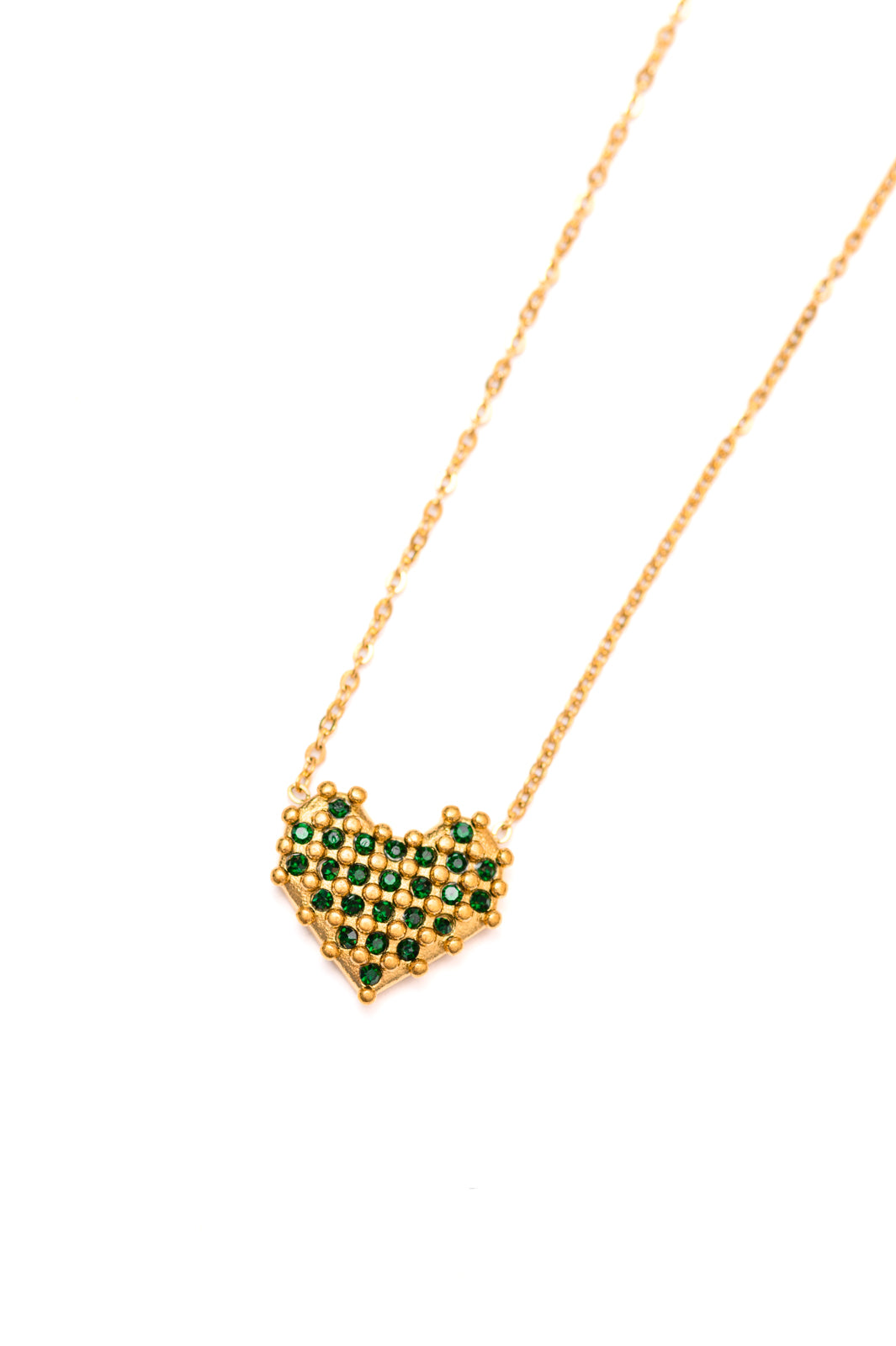 Gold Call Me Back Bundle with rope chain, double chain, and heart pendant close-up.